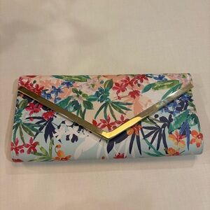 Aldo Floral  Clutch with Gold Trim